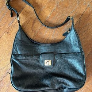 Vintage Etienne Aigner Leather Handbag Purse Black